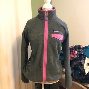 Patagonia Full Zip Snap T, M, Grey/Purple